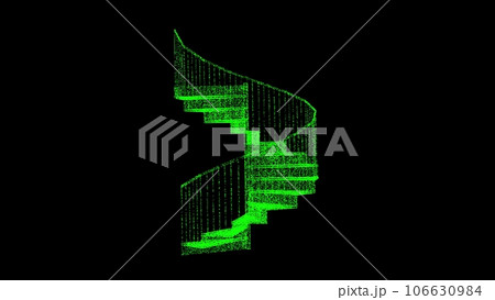 3D spiral staircase on black background. Architectural Construction concept. The Endless Staircase. Business advertising backdrop. For title, text, presentation. 3d animation. 106630984