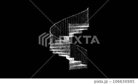 3D spiral staircase on black background. Architectural Construction concept. The Endless Staircase. Business advertising backdrop. For title, text, presentation. 3d animation. 106630985
