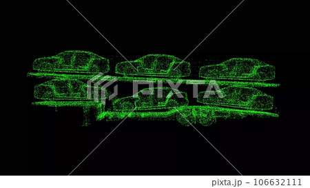 3D Car Transporter Trailer on black bg. Car carrier of Trucks series. Car transport truck. For title, text, presentation. 3d animation. 3D Car Transporter Trailer on black bg. Car carrier of Trucks series. Car transport truck. For title, text, presentation. 3d animation. 106632111