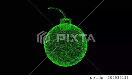 3D Bomb on black background. War weapon concept. Military store and sale of weapons. Old fashioned fuse bomb. For title, text, presentation. Business advertising backdrop. 3d animation. 3D Bomb on black background. War weapon concept. Military store and sale of weapons. Old fashioned fuse bomb. For title, text, presentation. Business advertising backdrop. 3d animation. 106632131