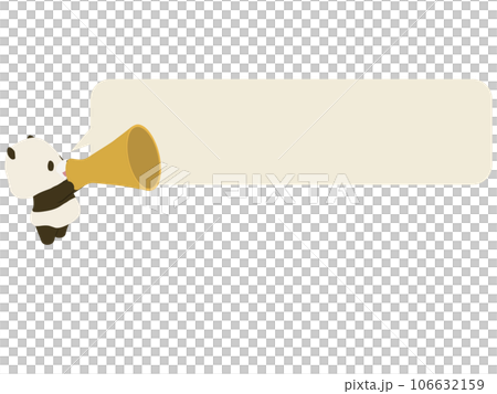 A smiling panda speaking with a megaphone. with speech bubble 106632159