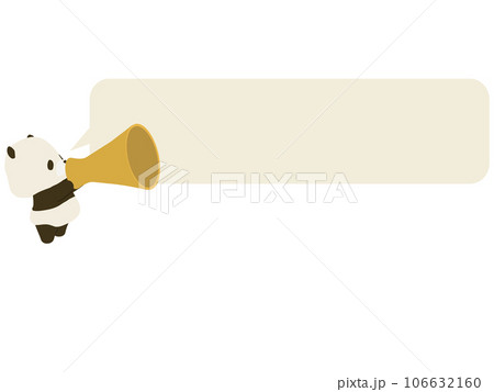 メガホンで話すパンダ。吹き出し付き メガホンで話すパンダ。吹き出し付き 106632160