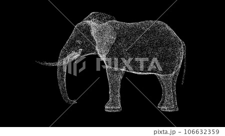 3D Elephant on black bg. Seamless loop animation for animals, nature and educational backgrounds.. For title, text, presentation. Business advertising backdrop. 3D animation. 3D Elephant on black bg. Seamless loop animation for animals, nature and educational backgrounds.. For title, text, presentation. Business advertising backdrop. 3D animation. 106632359