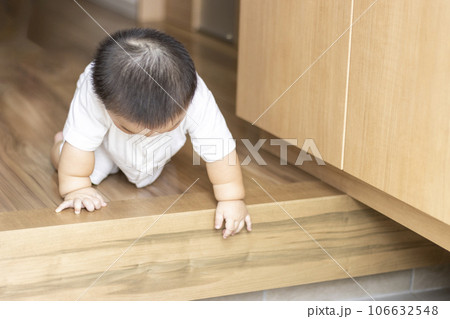 赤ちゃんと玄関の段差（男の子、0歳、生後9か月、日本人） 106632548