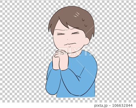 目をギュッと閉じてお願いする私服の若い男性(上半身) 目をギュッと閉じてお願いする私服の若い男性(上半身) 106632844