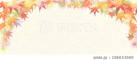 モミジが美しい秋の背景フレーム　横長 106633000
