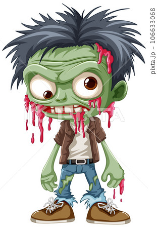 Male Zombie Cartoon Character Covered in Blood 106633068