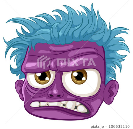 Grumpy Zombie Man Cartoon with Purple Skin 106633110