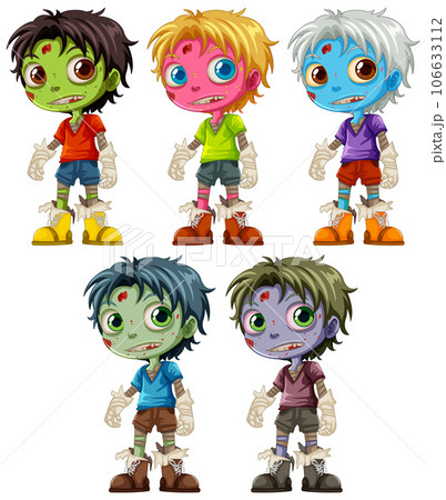 Diverse Group of Male Zombie Cartoon Characters Diverse Group of Male Zombie Cartoon Characters 106633112