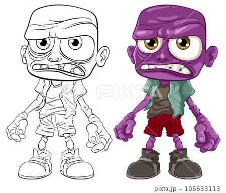 Grumpy Zombie Man Cartoon Character with Bald Head Grumpy Zombie Man Cartoon Character with Bald Head 106633113