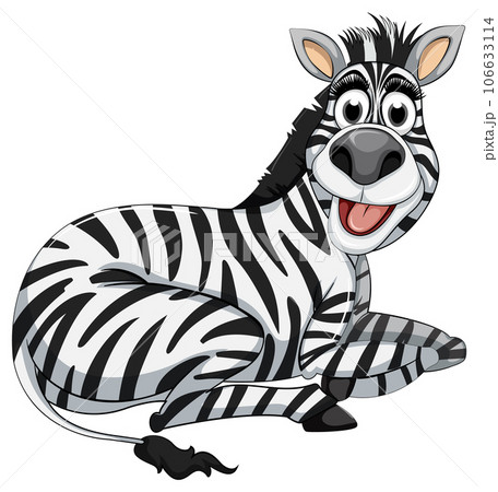 A Zebra in a Lying Position Cartoon Character 106633114