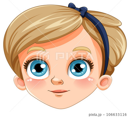 Cute Girl Face with Blonde Hair Vector 106633116