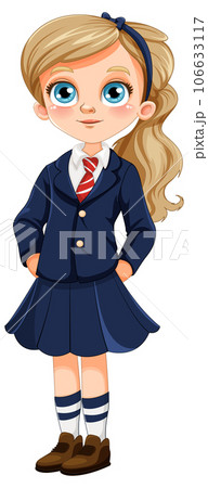 Girl in Student Uniform Cartoon Girl in Student Uniform Cartoon 106633117