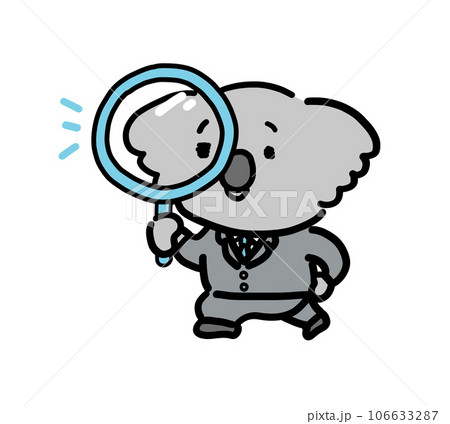 虫眼鏡で見るコアラのイラスト 106633287