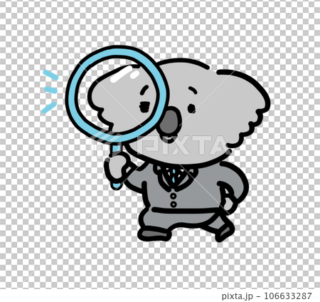 虫眼鏡で見るコアラのイラスト 106633287