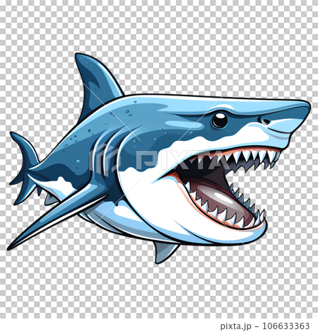 cartoon, illustration, shark, animal, ocean, sea, fish, cute, character, underwater, marine, water, design, wild, wildlife, funny, isolated, graphic, mascot, happy, nature, blue, predator, background, 106633363