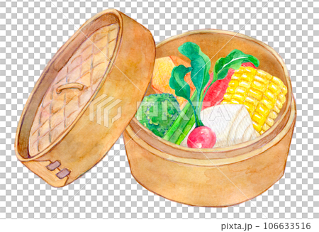 Steamed vegetables watercolor illustration Steamed vegetables watercolor illustration 106633516