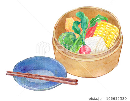 せいろ蒸し野菜　水彩イラスト 106633520