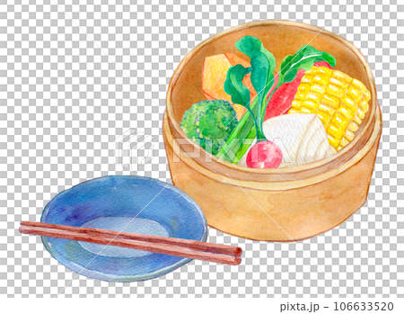 蒸蔬菜水彩插圖 106633520