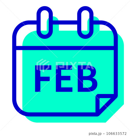 月、2月を表す2色スタイルのアイコン 月、2月を表す2色スタイルのアイコン 106633572