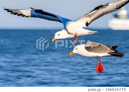 Beautiful Bird in water. Close up. Generative AI 106634779