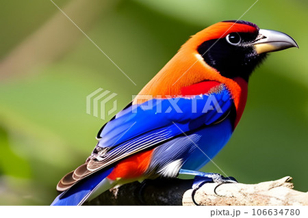 Beautiful exotic bird sitting on a branch. Generative AI 106634780
