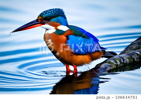 Beautiful kingfisher catching fish image. Generative AI Beautiful kingfisher catching fish image. Generative AI 106634781