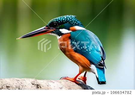 Beautiful kingfisher. Close up view. Generative AI Beautiful kingfisher. Close up view. Generative AI 106634782