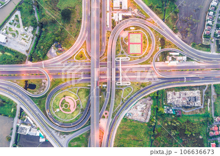 Intersection traffic road aerial view in morning 106636673