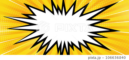 Halftone Pop Art Style Starburst Pattern Cartoon Background Yellow light effect. Vintage tone. Vector illustration. wow gradient design banner 106636840
