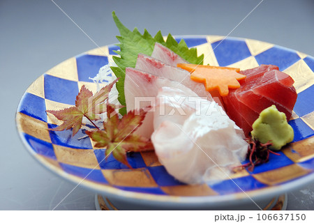 料亭で出される刺身の盛り合わせ 料亭で出される刺身の盛り合わせ 106637150