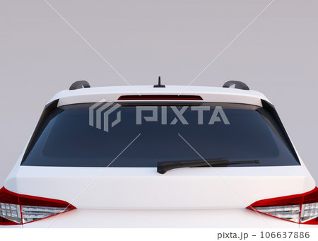 Car back view mock up. Template for your sticker, advertising, logo. Close-up. Copy space. Decal mockup. Empty, blank car back window. 3D rendering. 106637886