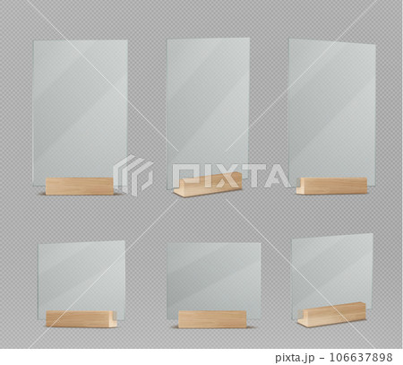 Glass display holder table stand mockup vector 106637898