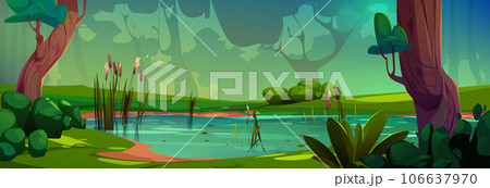Forest swamp cartoon game landscape background 106637970