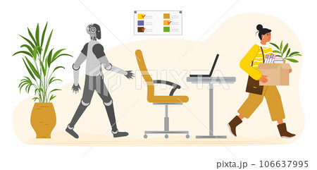 AI Robot People Unemployment Job loss Work problemのイラスト素材 [106637995 ...