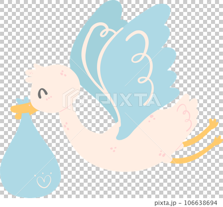 baby shower cute stork bird with baby bag baby shower cute stork bird with baby bag 106638694