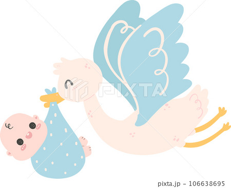 baby shower cute stork bird with baby boy baby shower cute stork bird with baby boy 106638695