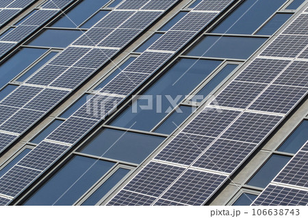 Close-up of a zero energy building with a solar facade 106638743
