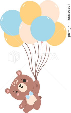 Cute baby shower bear boy cartoon animal nursery illustration hand drawn 106639351