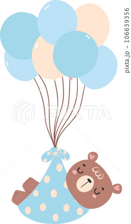 Cute baby shower bear boy cartoon animal nursery illustration hand drawn 106639356