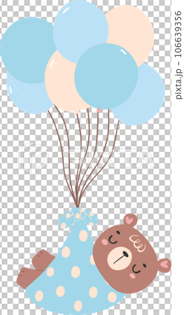 Cute baby shower bear boy cartoon animal nursery illustration hand drawn 106639356