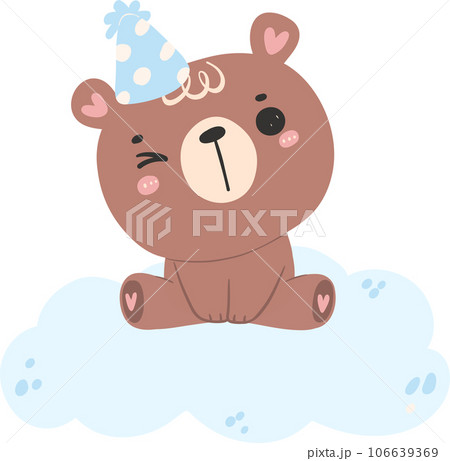Cute baby shower bear boy cartoon animal nursery illustration hand drawn 106639369