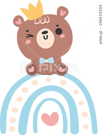 Cute baby shower bear boy nursery illustration hand drawn 106639384