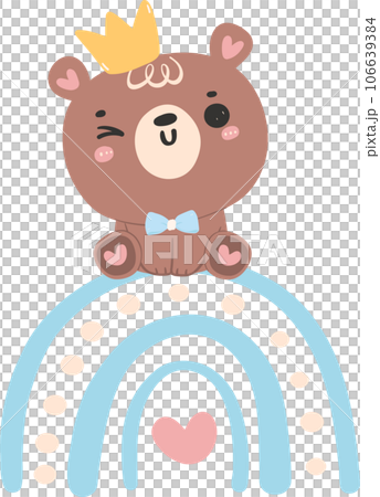 Cute baby shower bear boy nursery illustration hand drawn 106639384