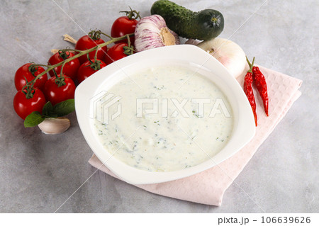 Traditional delicious appetizer; greek tzatziki (Turkish name; cacik) 106639626