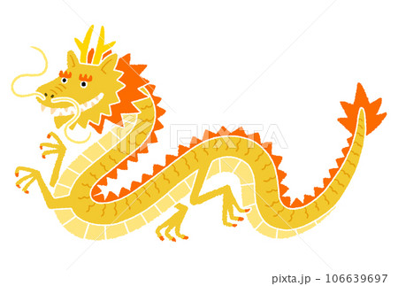 笑っている金色の龍 106639697