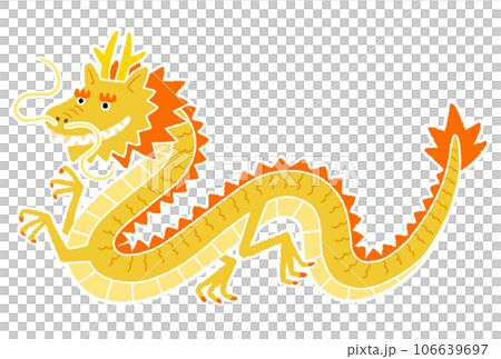 笑っている金色の龍 106639697