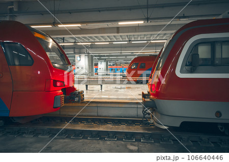 Passenger trains at platform Passenger trains at platform 106640446