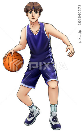 Basketball player dribbling a ball 106640578