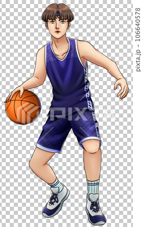 Basketball player dribbling a ball 106640578